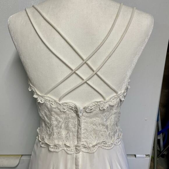 Jessica McClintock Dress Size 5/6 White Bridal Lace Wedding Shower Vintage 1980s - Picture 5 of 13